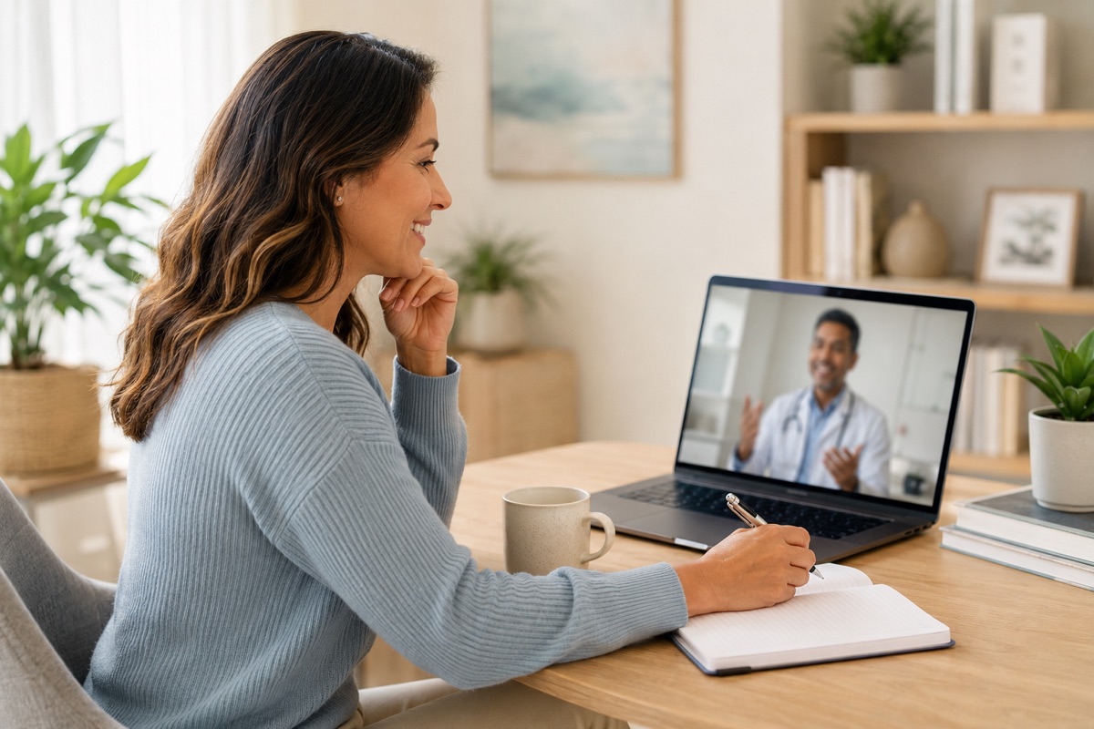 Una consulta medica virtual desde un espacio acogedor